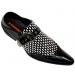 Fiesso Black/White With Buckle Pointed Toe Leather Shoes FI6306